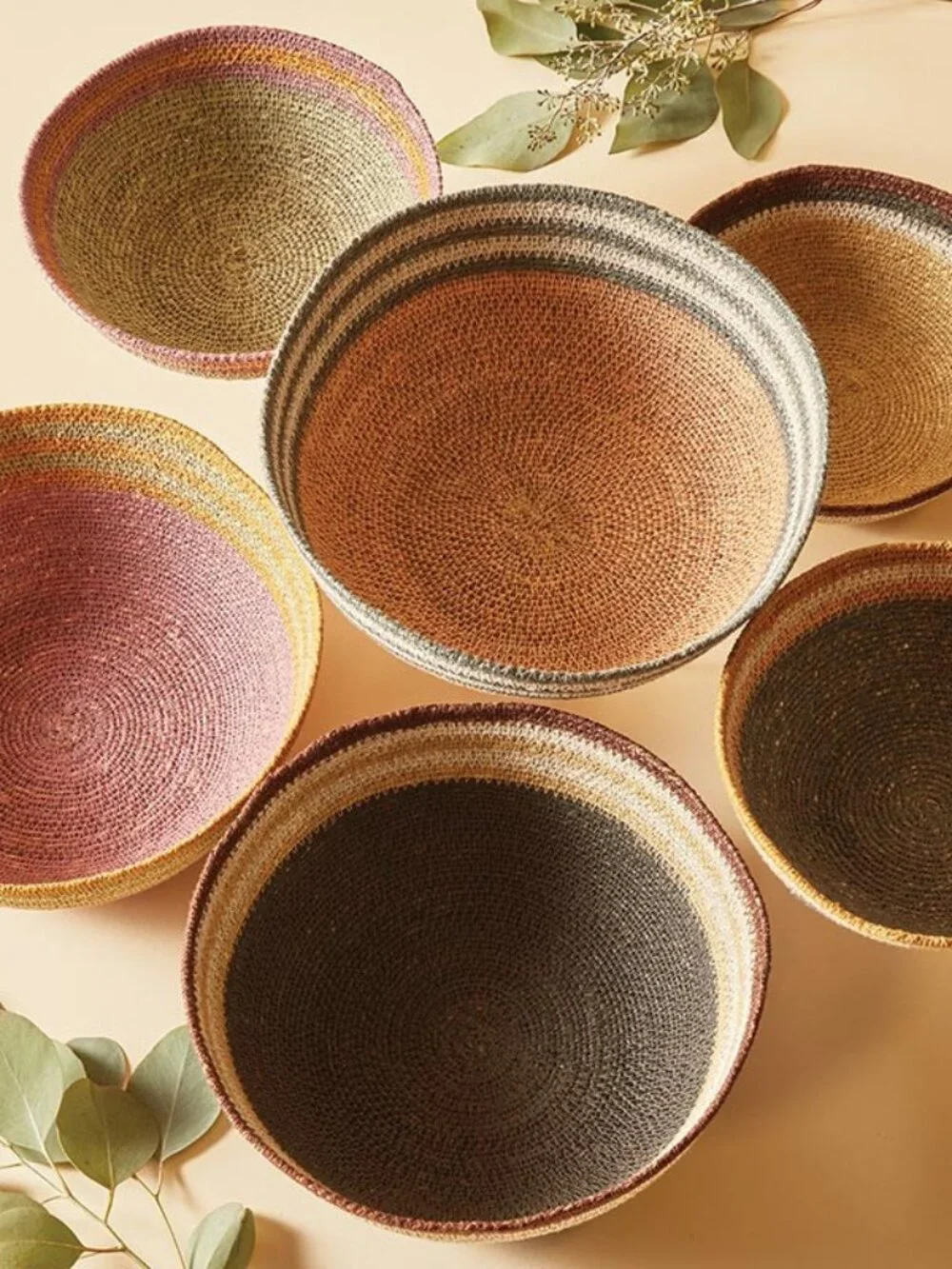 47th & Main Bright Striped Seagrass Bowls - Set of 2